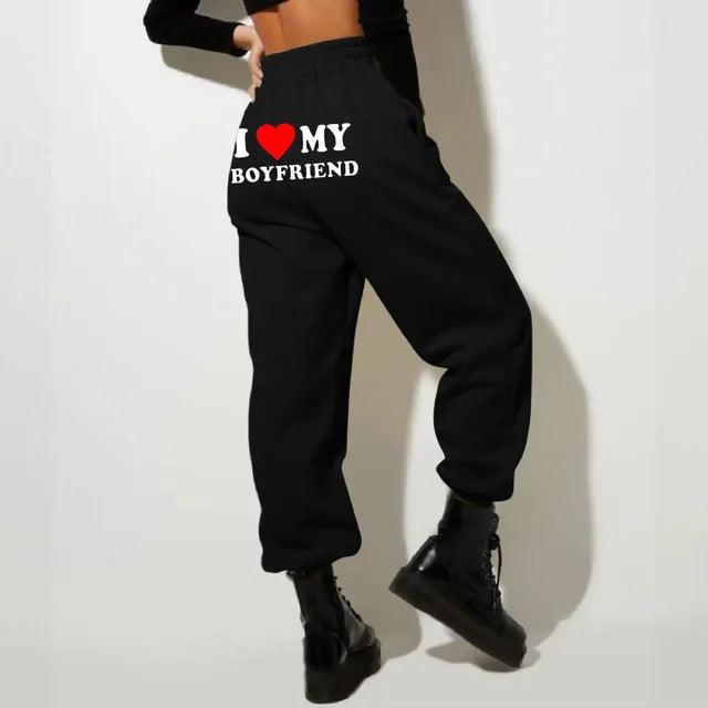 'I LOVE MY BOYFRIEND" Printed Sweatpants